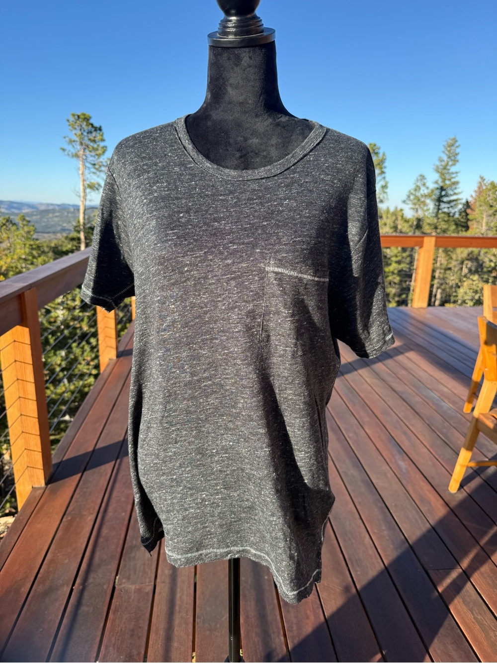 NWT rag & bone Owen Linen Short Sleeve Pocket Tee ā Black Heather, Size L